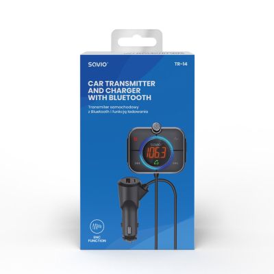 20. SAVIO TR-14 CAR FM TRANSMITTER WITH BLUETOOTH AND CHARGER, QUICK CHARGE 3.0 AND POWER DELIVERY, NOISE REDUCER