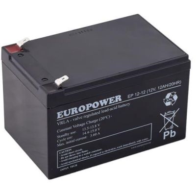 EUROPOWER EP Series AGM Battery 12V 12Ah (Lifespan 6-9 years)