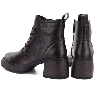 10. Women's leather ankle boots on a platform, insulated, brown, D&A S.Barski CR62-3368