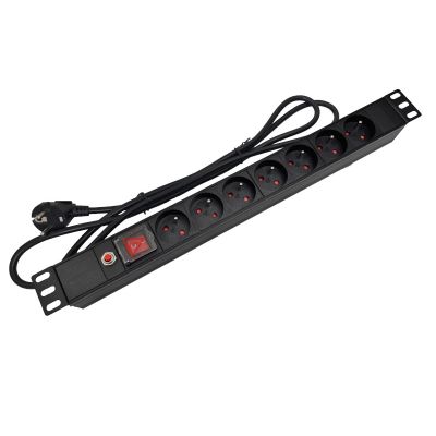 3. Alantec 19" 230V Power Strip – 7 Outlets (Type E – CEE 7/5), with LED Switch, Overload Protection, 1.8 m CEE 7/7 Cable (PZ071U)