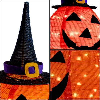8. DECORATIVE PUMPKIN WITH HAT 68CM HALLOWEEN 30LED