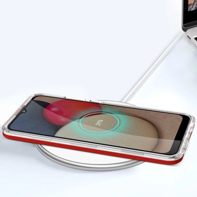 7. Clear 3in1 case for Samsung Galaxy A03s (166) frame gel cover red