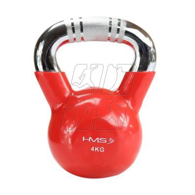 28. Kettlebell cast iron knurled chrome handle HMS KTC06 RED