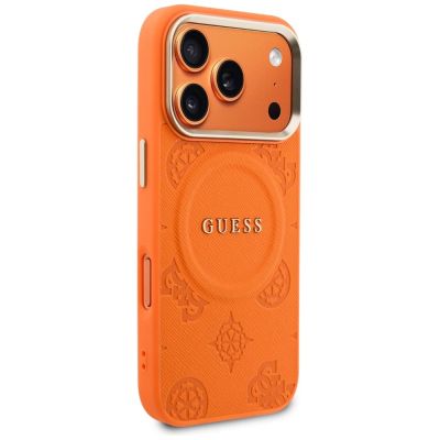 4. Guess Peony Hot Stamp MagSafe Case for iPhone 17 Pro Max - Orange