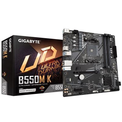 Gigabyte B550M K Motherboard (AMD Ryzen 5000 Series AM4 CPUs, up to 4733MHz DDR4 (OC), 2xPCIe 3.0 M.2, GbE LAN, USB 3.2 Gen1)