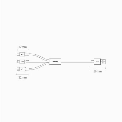 18. Baseus Superior 3in1 USB Cable - Lightning / USB Type C / Micro USB 3.5 A 1.5 m White (CAMLTYS-02)