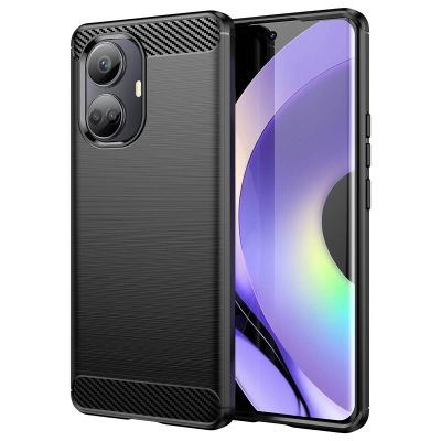2. Carbon Case case for Realme 10 Pro+ flexible silicone carbon cover black