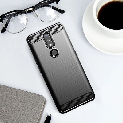 6. Carbon Case Flexible Cover TPU Case for Nokia 2.4 black