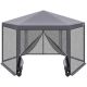 8. HEXAGONAL GARDEN PAVILION 2x2x2x2.5M WITH MOSQUITO NET, GRAY