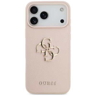 3. Guess Grained Big 4G & Classic Logo Case for iPhone 17 Pro Max - Pink