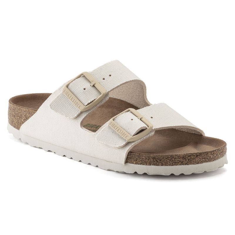 Birkenstock Arizona Vegan Women Textile Narrow Eggshell Flip-Flops for Narrow Feet (1022679)