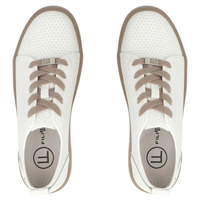 6. Women's leather sports shoes, white creepers, Filippo DP6116