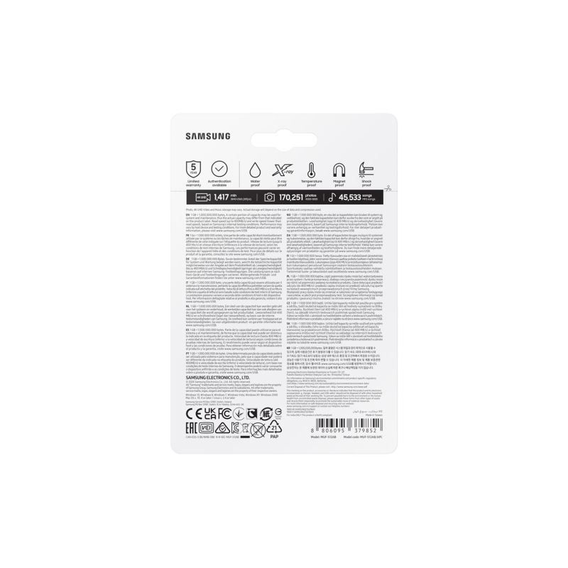 9. Samsung MUF-512AB USB Flash Drive 512GB USB Type-A 3.2 Gen 1 (3.1 Gen 1) Black, Stainless Steel