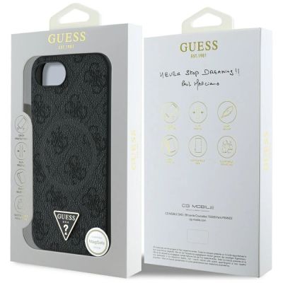 8. Guess 4G Ring Triangle Logo MagSafe case for iPhone 16e - black