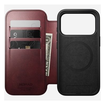 2. NOMAD Modern Leather Folio - MagSafe-compatible leather case for iPhone 17 Pro, Horween leather (burgundy)