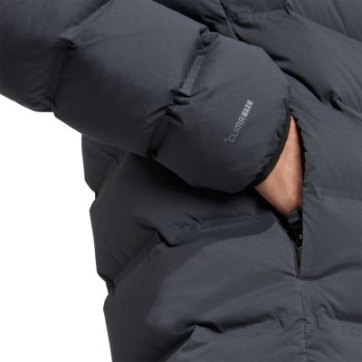 6. Men's adidas Helionic Climawarm Stretch Hooded Down Jacket Black JN2114