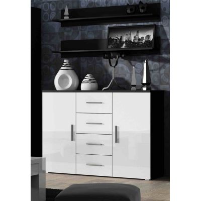 UNI chest of drawers black/white high gloss