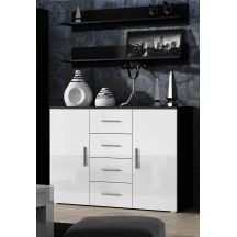 UNI chest of drawers black/white high gloss
