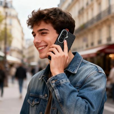 6. Tech-Protect Ion Carbon MagSafe Case for Samsung Galaxy S26 - Black and Silver