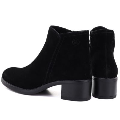 5. Women's leather ankle boots with a block heel, black Sergio Leone BT-52-S