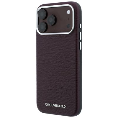 2. Karl Lagerfeld Grained Elongated Logo MagSafe case for iPhone 17 Pro Max / 18 Pro Max - burgundy