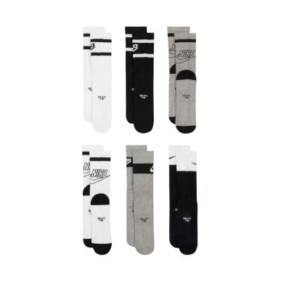 2. Nike Everyday Cush Crew Youth 6PR Socks, White, Grey, Black CK7302 901