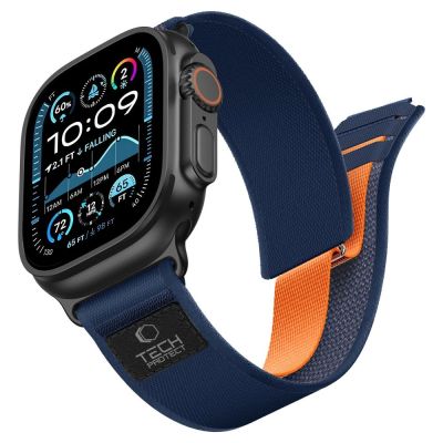 Tech-Protect Nylon Elite Band for Apple Watch 44 / 45 / 46 / 49 mm – Navy-Orange