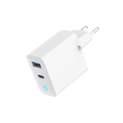 GEMBIRD 2-PORT GAN (PD) USB (A+C) FAST WALL CHARGER, 30W, LED, WHITE