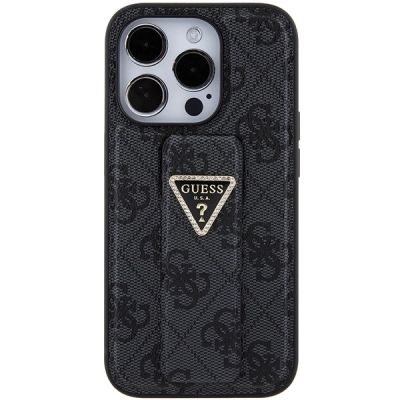 4. Guess Grip Stand 4G Triangle Strass case for iPhone 15 Pro Max - black