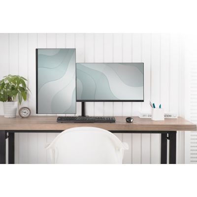 18. DIGITUS DOUBLE DESK MOUNT WITH CLAMP 2XLCD MAX. 32" MAX. LOAD 2X 8KG TILT AND SWIVEL BLACK DA-90400