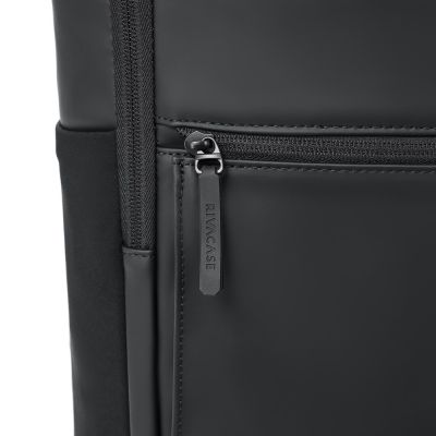 14. Rivacase Eden City Backpack Black Polyester, Waxed Leather (Pull Up)