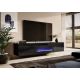 3. SLIDE 200K TV cabinet with electric fireplace 200x40xH37, all in black gloss