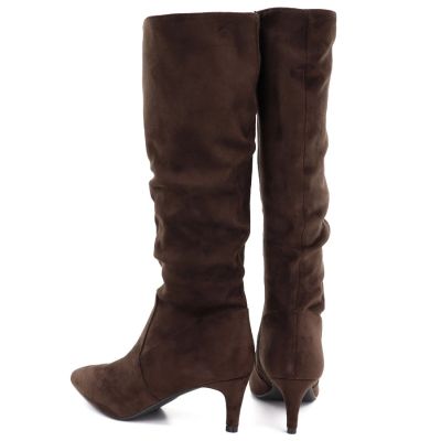18. Women's insulated ankle boots with a low heel, suede, brown, Sergio Leone BT-65