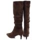 18. Women's insulated ankle boots with a low heel, suede, brown, Sergio Leone BT-65