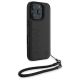 3. BMW Signature Leather Wordmark Cord Case for iPhone 16 Pro - Black
