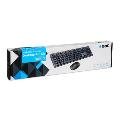 11. Keyboard + mouse set IBOX DESKTOP PRO KIT IKMS606W (USB 2.0; (US); black; optical; 1200 DPI)