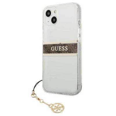 2. Guess GUHCP13SKB4GBR iPhone 13 mini 5.4" Transparent hardcase 4G Brown Strap Charm