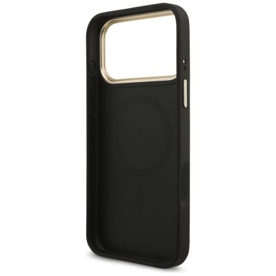 7. Guess 4G Triangle Logo MagSafe Case for iPhone 17 Pro Max - Black and Gold