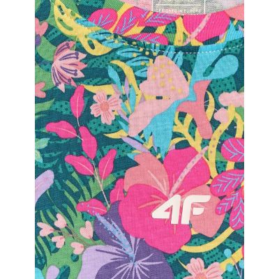 4. Girls' boxy T-shirt with print 4F 4FJRAW26TTSHF4243-90A
