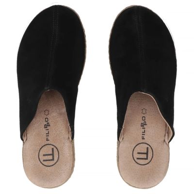 5. Black leather wedge sandals Filippo DK7567