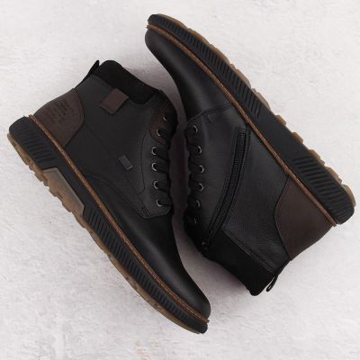 31. Men’s Black Waterproof Leather Boots with Warm Lining Rieker B3343-00