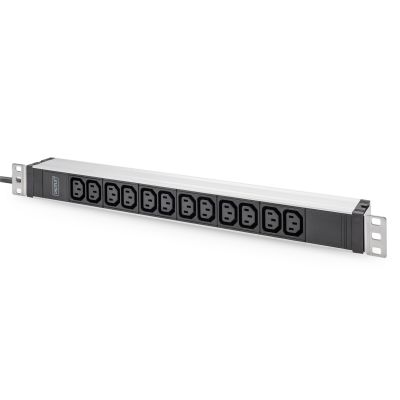 PDU 19" Rack power strip, 12x C13 sockets 16A/230 V, 2.0m, 1x unischuko plug, 16A, aluminum