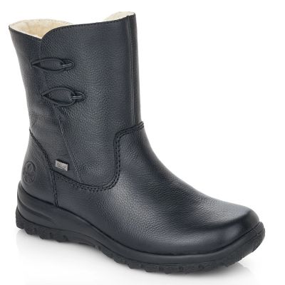 5. Rieker Z7172-00 Waterproof Leather Women's Comfortable Black Ankle Boots