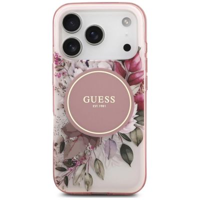 3. Guess IML Flower & Tonal Circle MagSafe Case for iPhone 18 Pro Max / 17 Pro Max – Pink