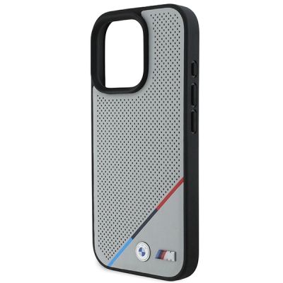 6. BMW M Perforated Tricolor Line MagSafe Case for iPhone 16 Pro - Gray