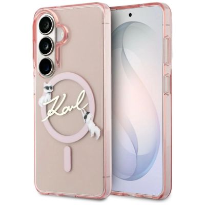 Karl Lagerfeld IML KC Script MagSafe Case for Samsung Galaxy S26 - Pink