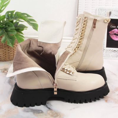 9. Artiker W HBH40 Insulated Leather Ankle Boots with Chain