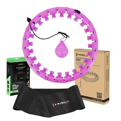 HULA HOP SET HHW12 VIOLET WITH NUTS AND HMS WEIGHT + BELT BR163 BLACK PLUS SIZE