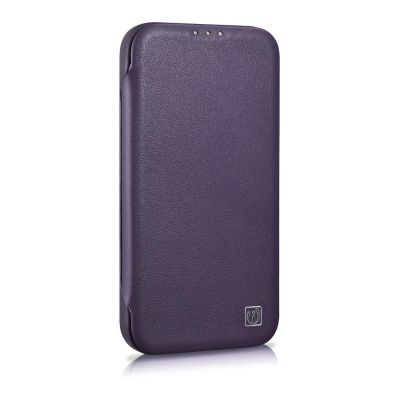 5. iCarer CE Premium Leather Folio Case iPhone 14 Plus Magnetic Flip Leather Folio Case MagSafe Dark Purple (WMI14220715-DP)