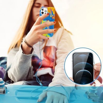 8. Kingxbar Watercolor Series color case for iPhone 12 Pro Max yellowblue